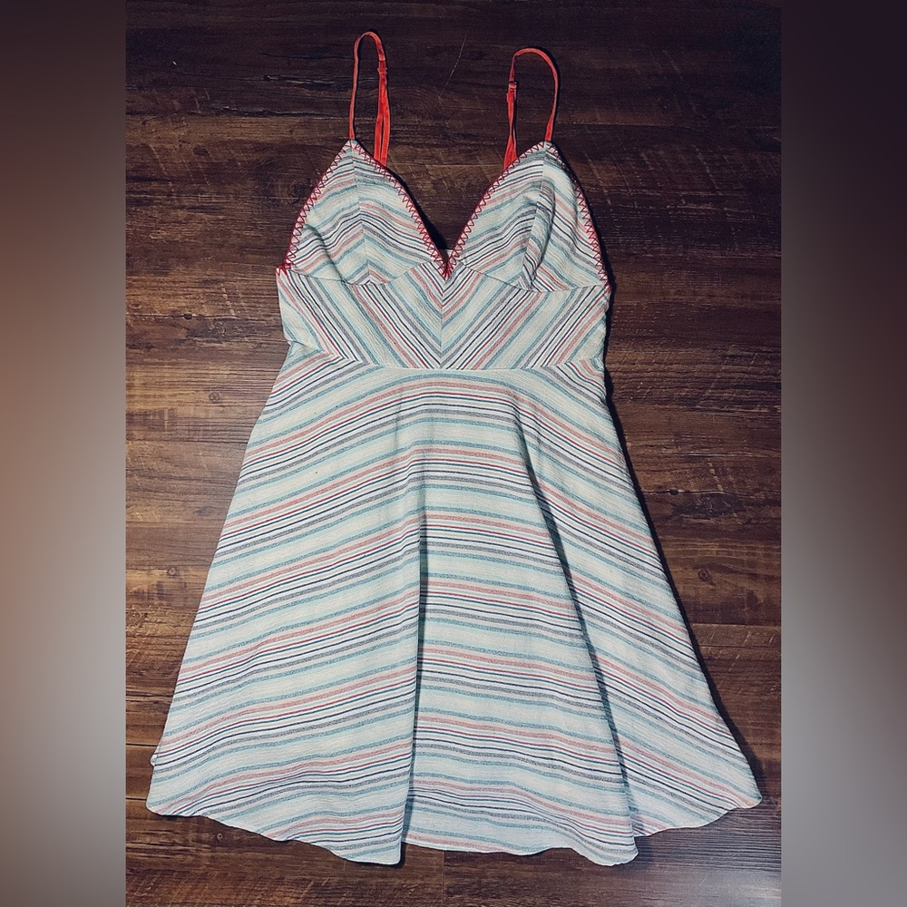 Anthropologie Paper Crane Dress Sz S Striped Multicolor A-line Sundress